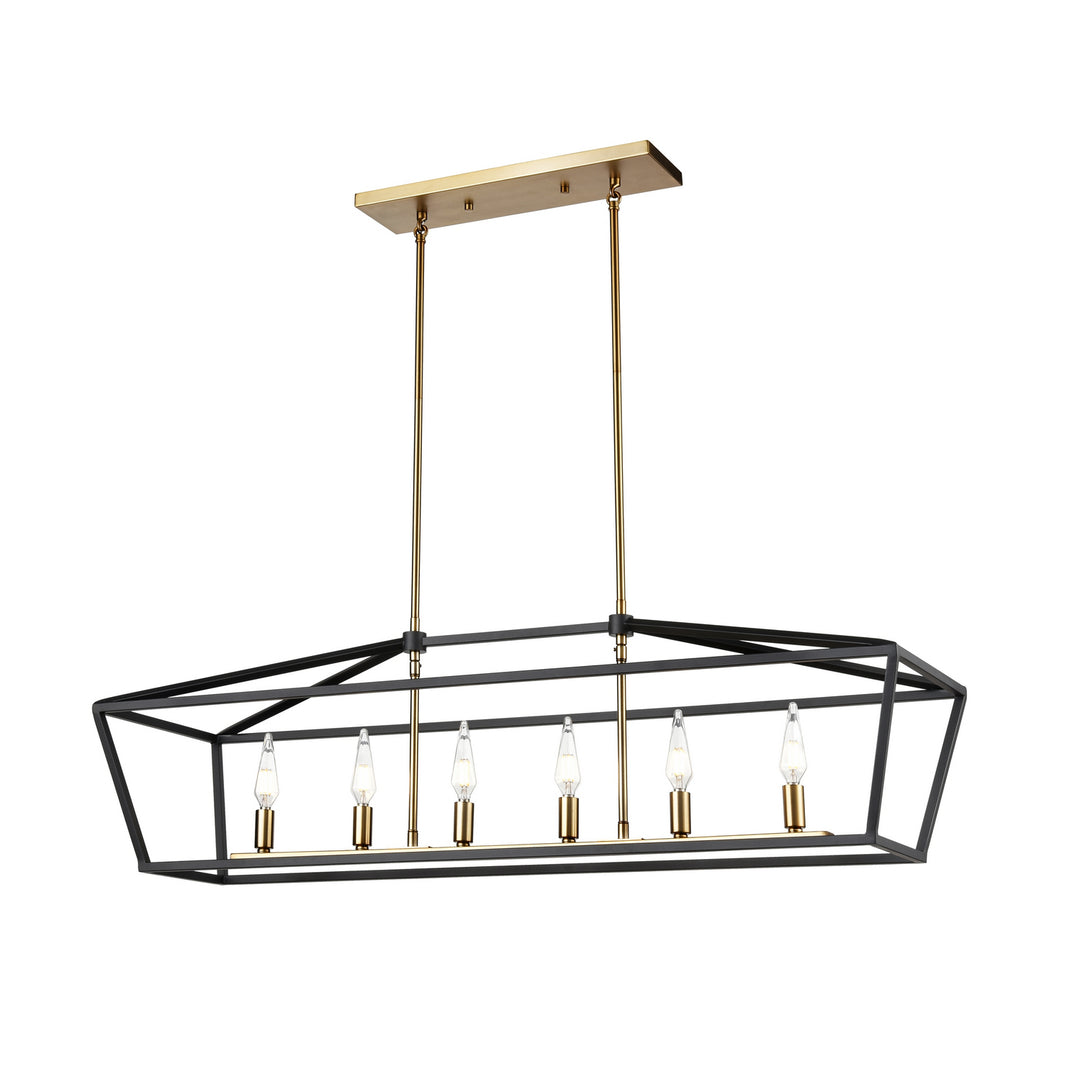 Cabot Trail Six Light Linear Pendant in Brass And Graphite - available from The Lighting Shoppe, trusted by Canadian homeowners