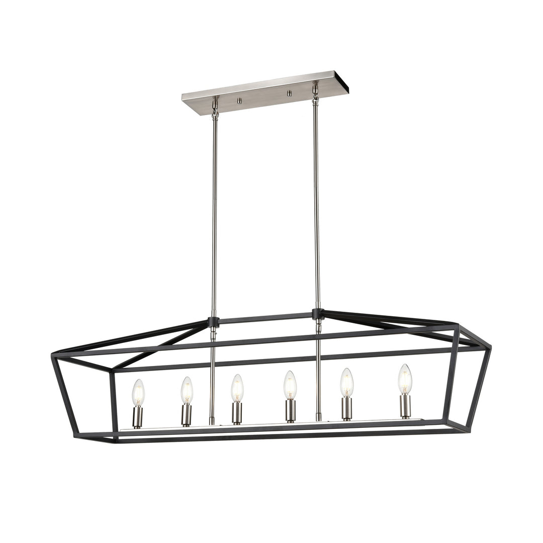 Cabot Trail Six Light Linear Pendant in Satin Nickel And Graphite - available from The Lighting Shoppe, trusted by Canadian homeowners