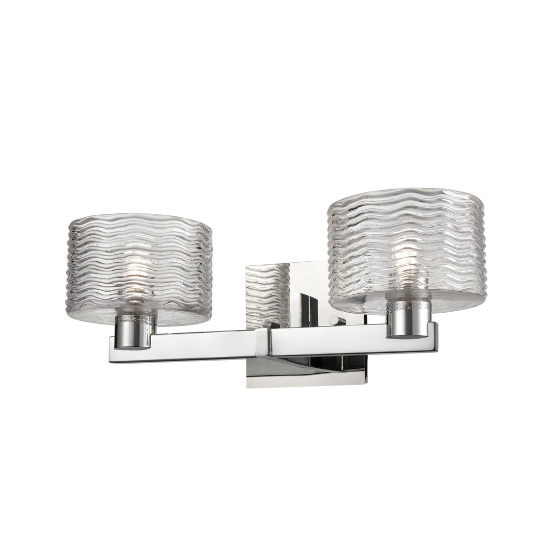 Percussion Two Light Vanity in Chrome With Ripple Glass - available from The Lighting Shoppe, trusted by Canadian homeowners