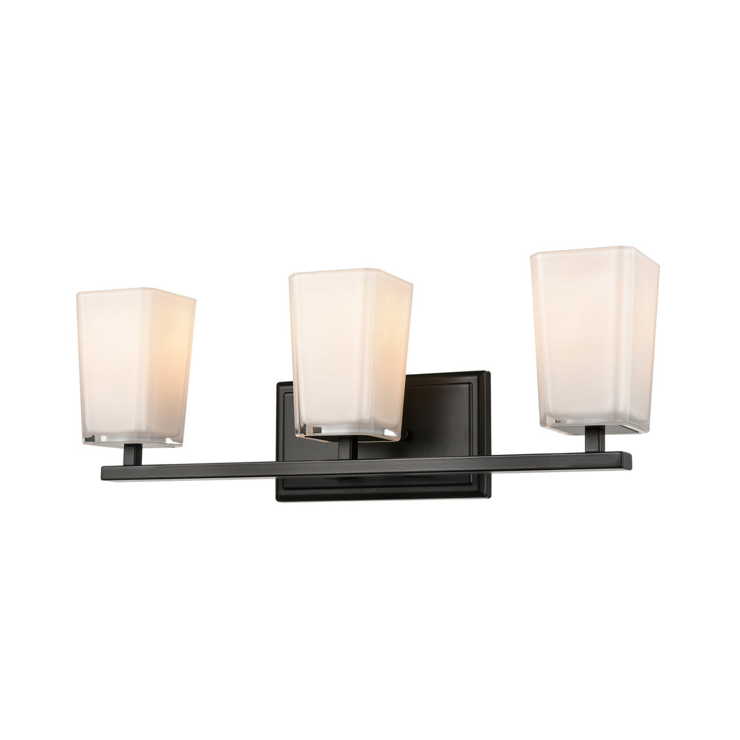 DVI Canada - DVP47943EB-SSOP - Three Light Vanity - Riverside - Ebony w/Silk Screen Opal Glass