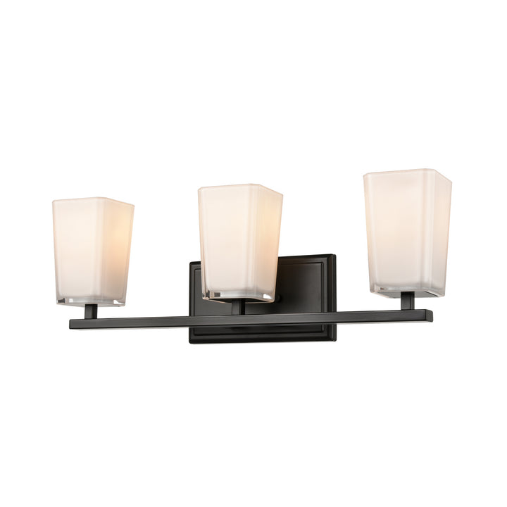 DVI Canada - DVP47943EB-SSOP - Three Light Vanity - Riverside - Ebony w/Silk Screen Opal Glass