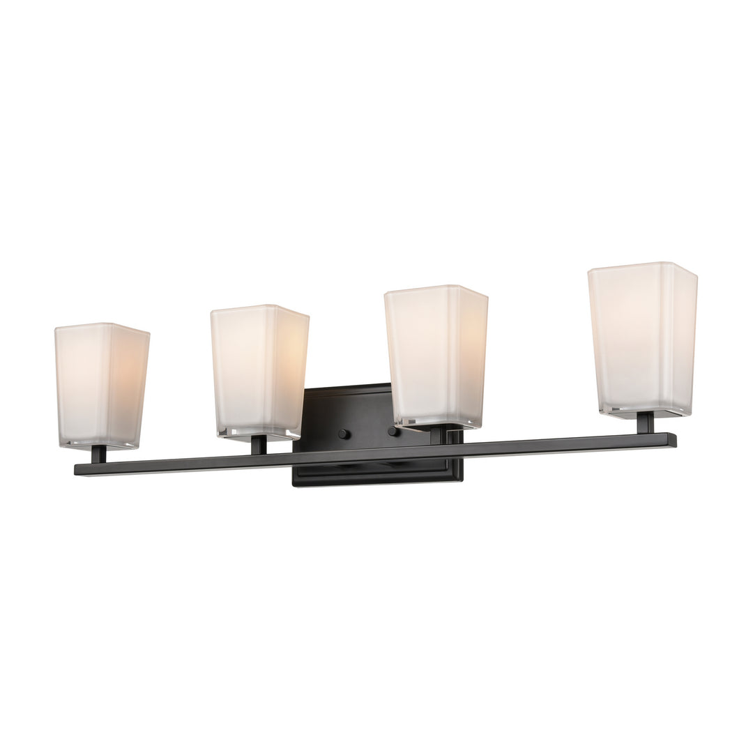 DVI Canada - DVP47944EB-SSOP - Four Light Vanity - Riverside - Ebony w/Silk Screen Opal Glass