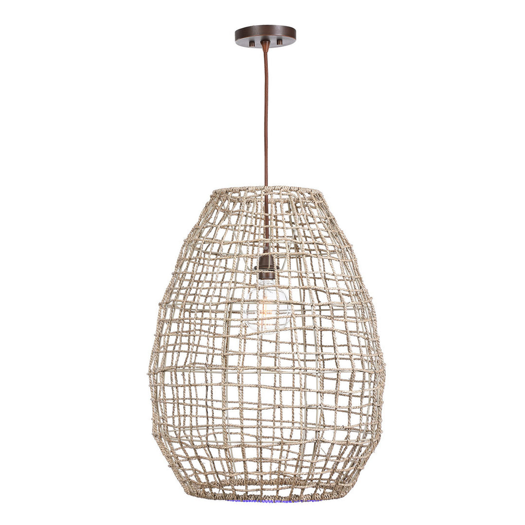Cross One Light Pendant in Natuarl Woven Sea Grass - available from The Lighting Shoppe, trusted by Canadian homeowners