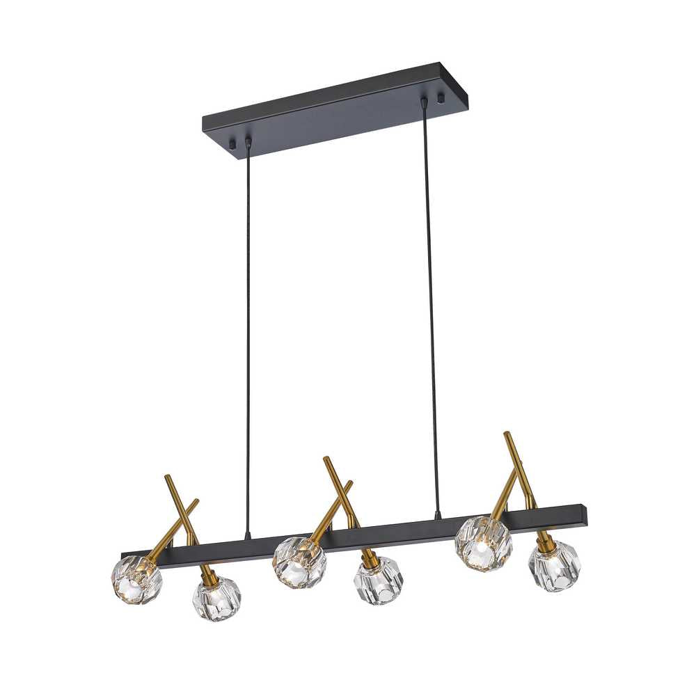 Sole Six Light Pendant in Antique Brass/Black - available from The Lighting Shoppe, trusted by Canadian homeowners