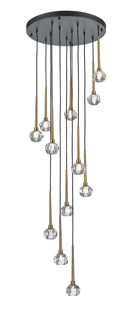 Sole 12 Light Chandelier in Antique Brass/Black - available from The Lighting Shoppe, trusted by Canadian homeowners