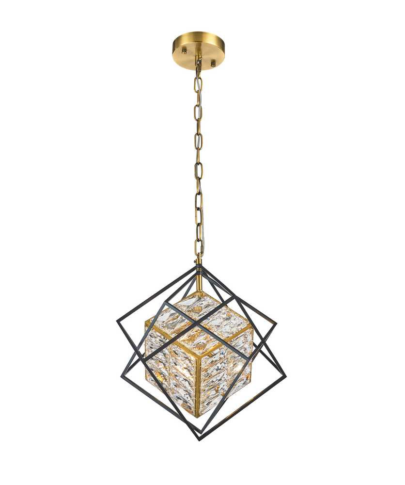 Cages Three Light Chandelier in Antique Brass/Black - available from The Lighting Shoppe, trusted by Canadian homeowners