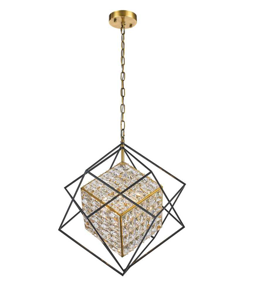 Cages Four Light Chandelier in Antique Brass/Black - available from The Lighting Shoppe, trusted by Canadian homeowners
