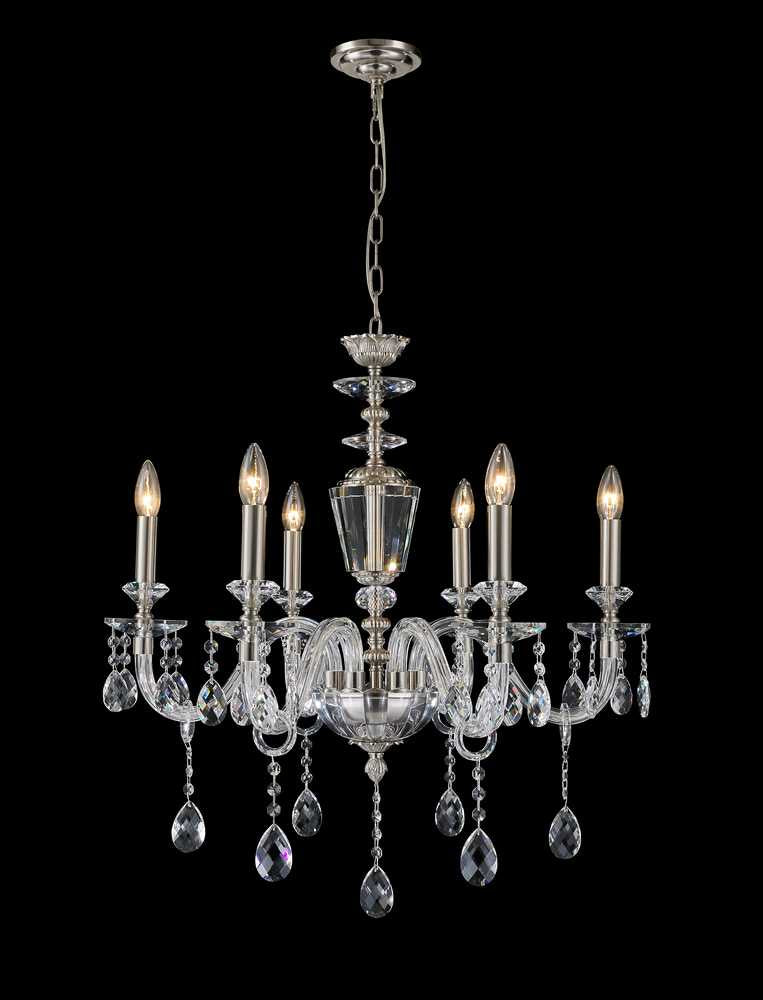Barcelona Six Light Chandelier in Satin Nickel - available from The Lighting Shoppe, trusted by Canadian homeowners