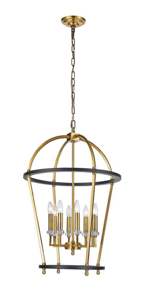 Cages Eight Light Pendant in Antique Brass/Black - available from The Lighting Shoppe, trusted by Canadian homeowners