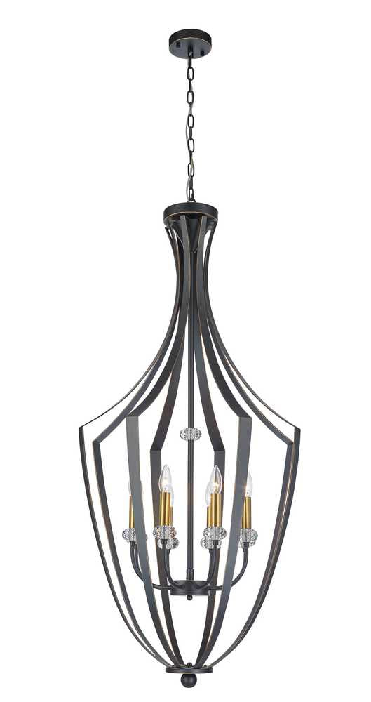 Cages Eight Light Pendant in Antique Brass/Black - available from The Lighting Shoppe, trusted by Canadian homeowners