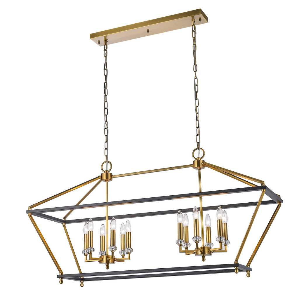 Cages 12 Light Pendant in Antique Brass/Black - available from The Lighting Shoppe, trusted by Canadian homeowners