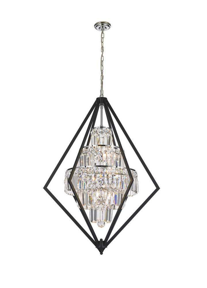Geometric Eight Light Chandelier in Black/Chrome - available from The Lighting Shoppe, trusted by Canadian homeowners