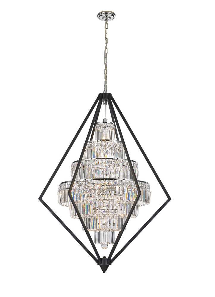 Geometric 14 Light Chandelier in Black/Chrome - available from The Lighting Shoppe, trusted by Canadian homeowners
