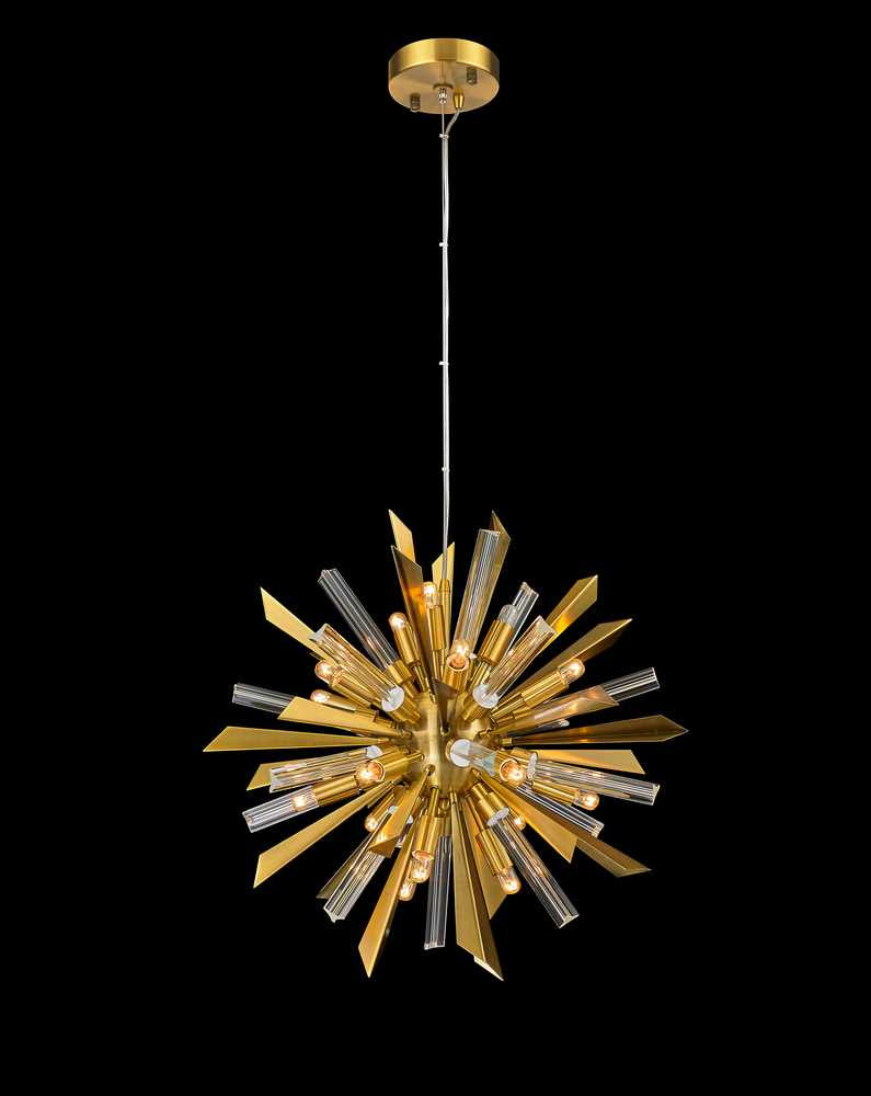Sunburst 18 Light Chandelier in Antique Brass - available from The Lighting Shoppe, trusted by Canadian homeowners