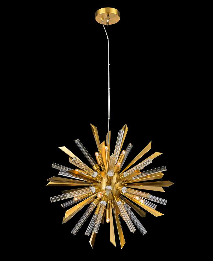 Sunburst 24 Light Chandelier in Antique Brass - available from The Lighting Shoppe, trusted by Canadian homeowners