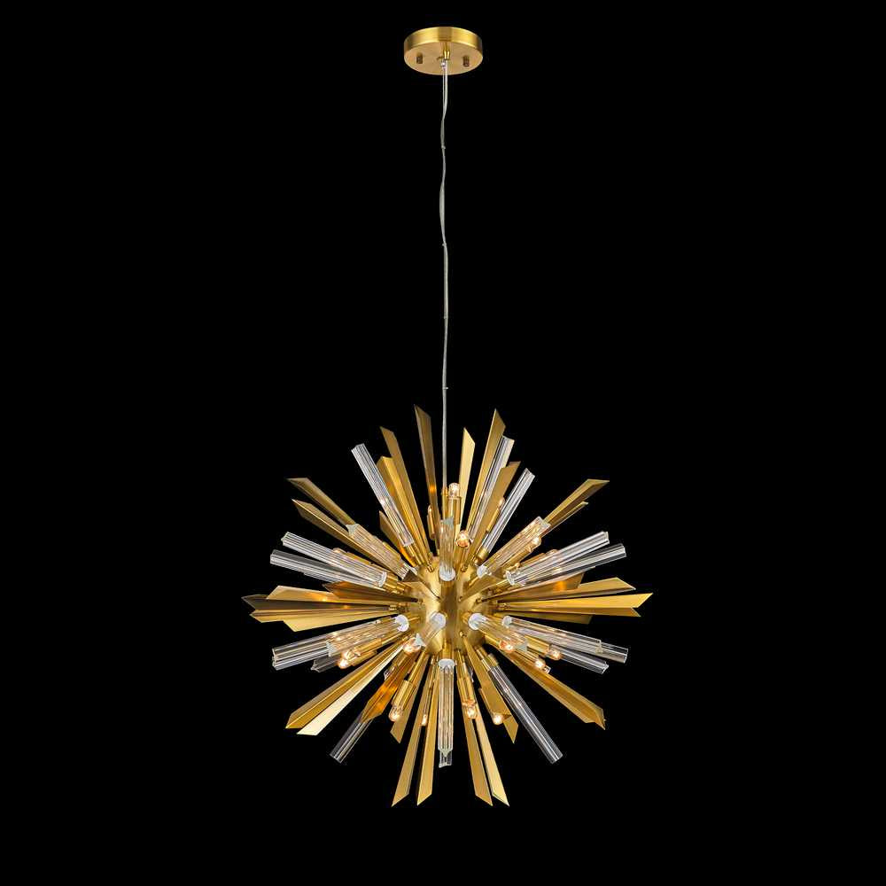 Sunburst 24 Light Chandelier in Antique Brass - available from The Lighting Shoppe, trusted by Canadian homeowners