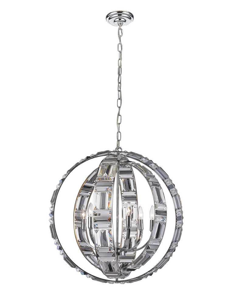 Florence Six Light Pendant in Chrome/Smoke Crystal - available from The Lighting Shoppe, trusted by Canadian homeowners