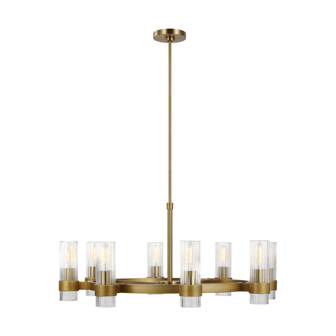 Geneva Eight Light Chandelier in Burnished Brass - available from The Lighting Shoppe, trusted by Canadian homeowners