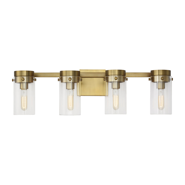 Garrett Four Light Vanity in Burnished Brass - available from The Lighting Shoppe, trusted by Canadian homeowners