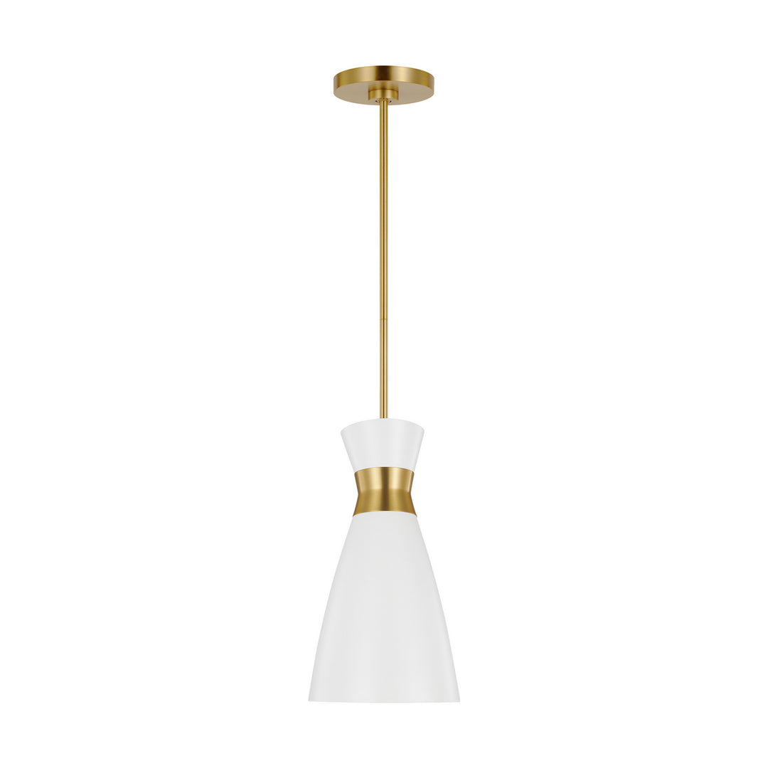 Heath One Light Pendant in Matte White and Burnished Brass - available from The Lighting Shoppe, trusted by Canadian homeowners