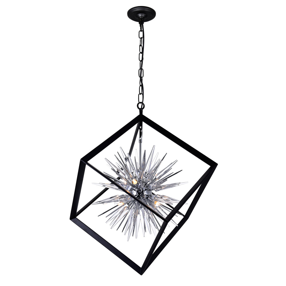 CWI Lighting Canada - 1178P22-6-601 - Six Light Chandelier - Starburst - Chrome & Black