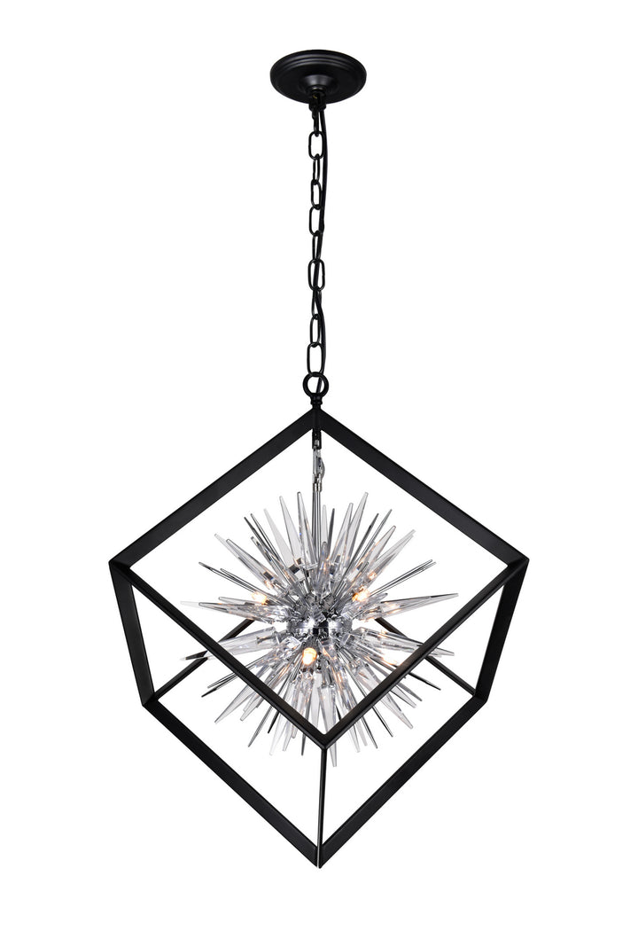 Starburst Six Light Chandelier in Chrome & Black - available from The Lighting Shoppe, trusted by Canadian homeowners