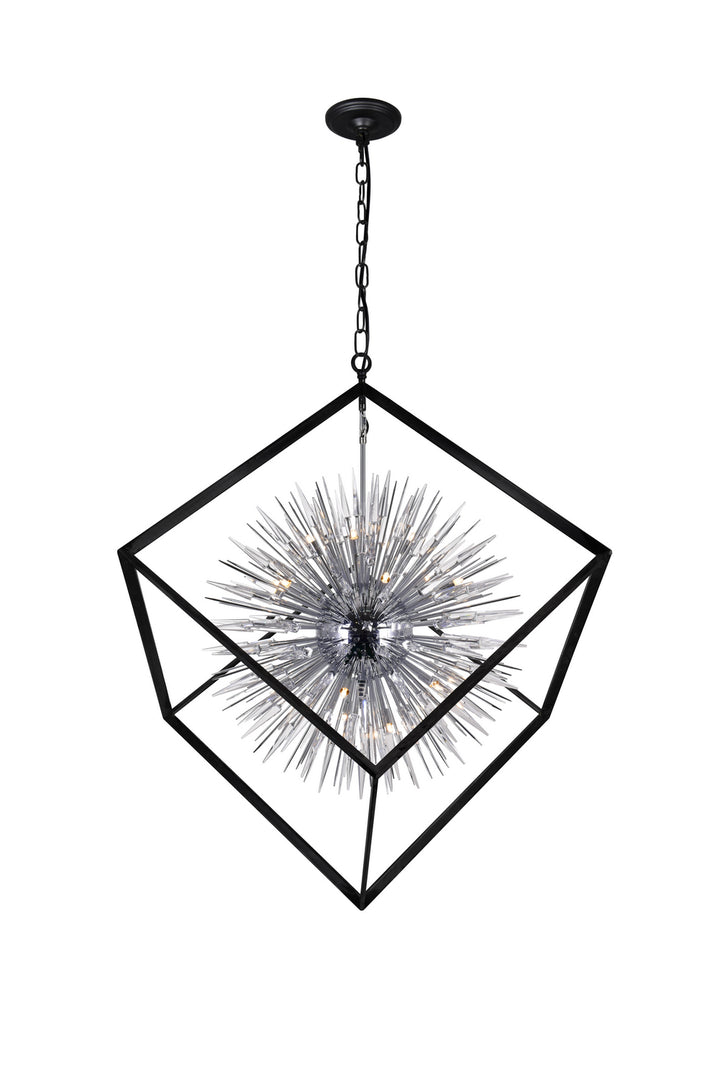 Starburst 20 Light Chandelier in Chrome & Black - available from The Lighting Shoppe, trusted by Canadian homeowners