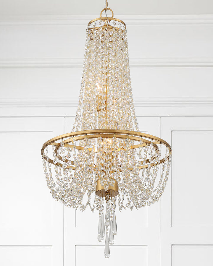Crystorama - ARC-1907-GA-CL-MWP - Four Light Chandelier - Arcadia - Antique Gold