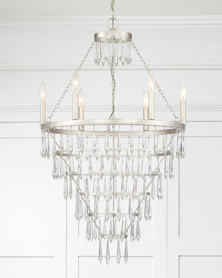 Crystorama - LUC-A9066-SA - Six Light Chandelier - Lucille - Antique Silver