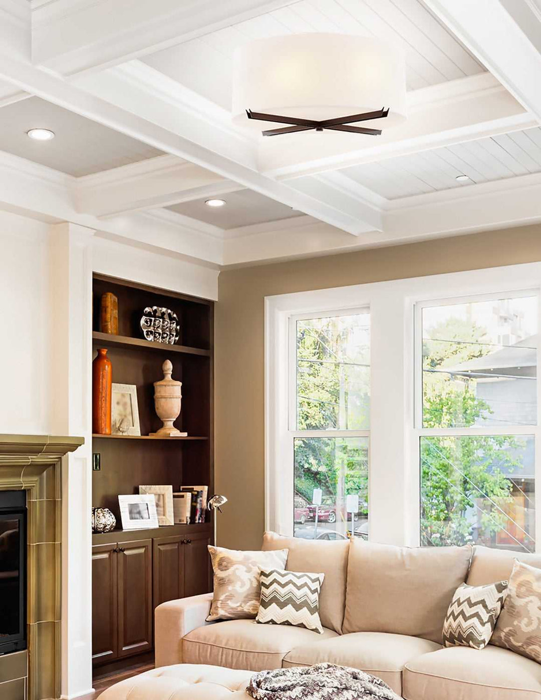 Acryluxe Three Light Flush-Mount in Dark Bronze Justice Designs
