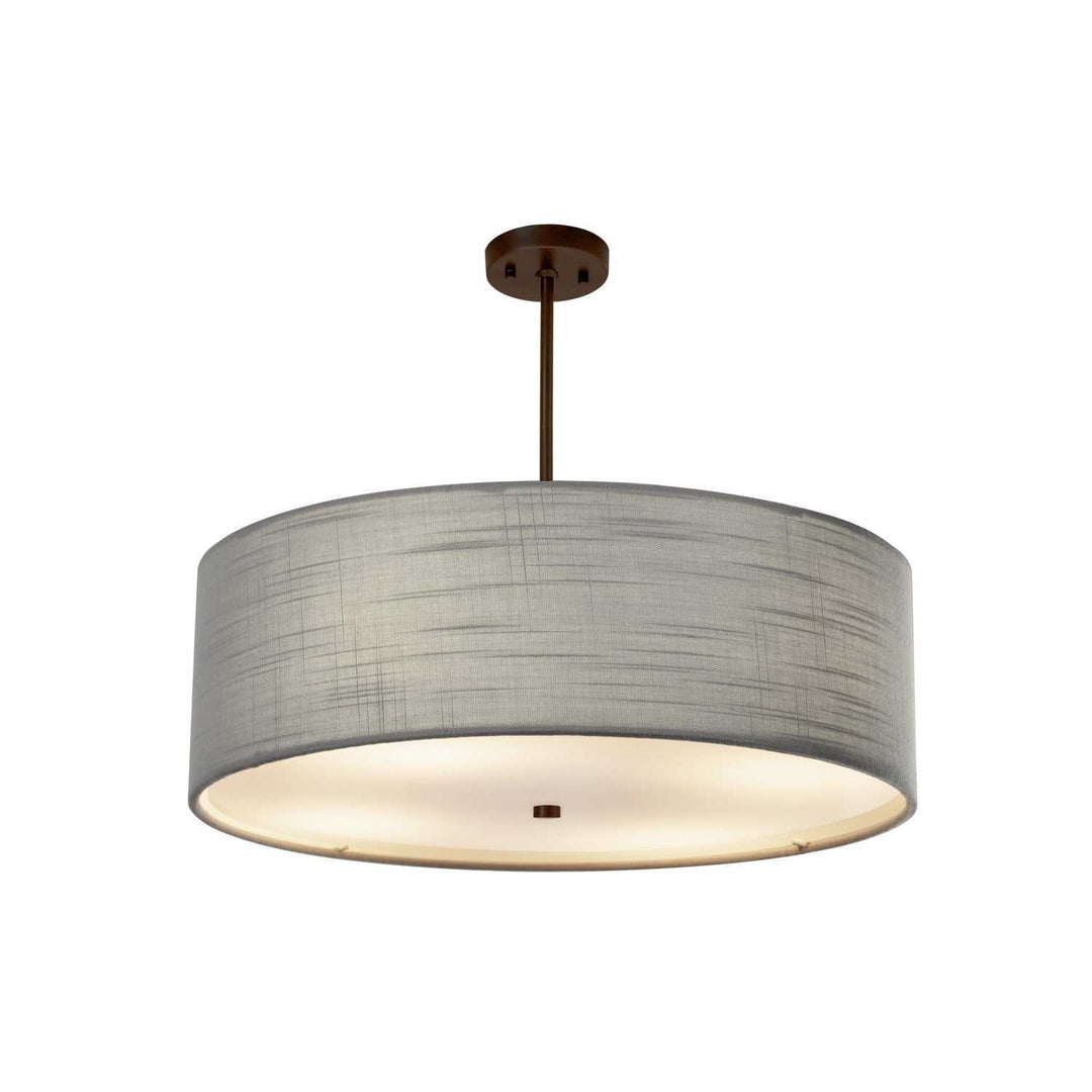 Textile Six Light Pendant in Dark Bronze Justice Designs