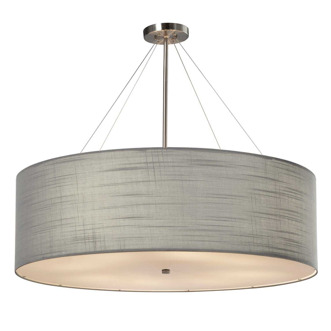 Textile Eight Light Pendant in Brushed Nickel Justice Designs