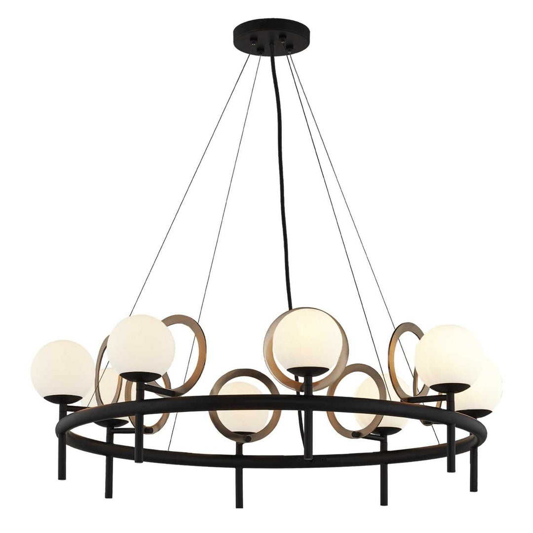 Fusion LED Chandelier in Matte Black w/ Brass Ring Justice Designs
