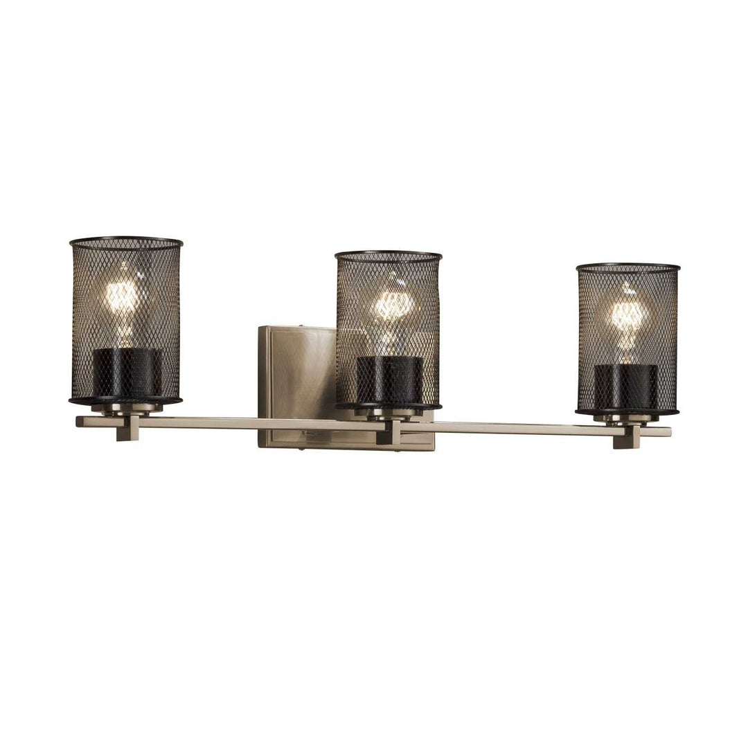 Wire Mesh Three Light Bath Bar in Brushed Brass Justice Designs