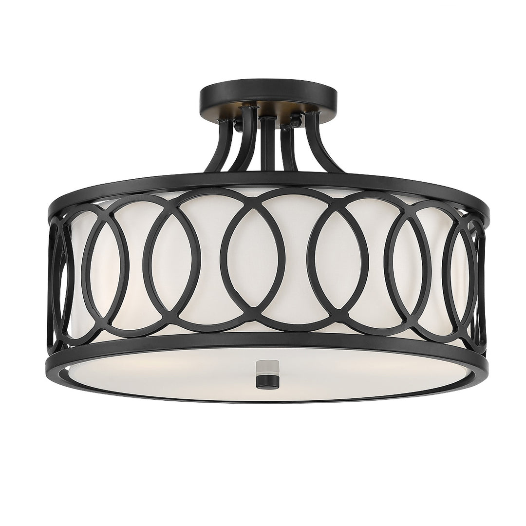 Graham Three Light Semi Flush Mount in Matte Black - available from The Lighting Shoppe, trusted by Canadian homeowners
