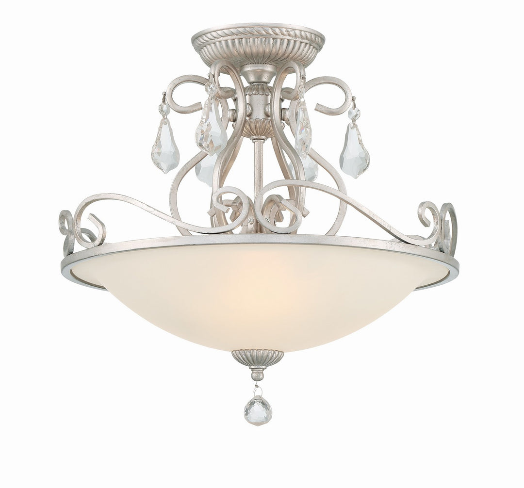 Ashton Three Light Semi Flush Mount in Olde Silver - available from The Lighting Shoppe, trusted by Canadian homeowners
