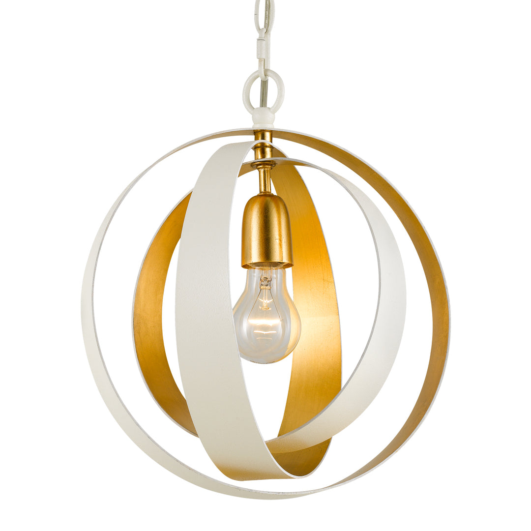 Luna One Light Mini Chandelier in Matte White + Antique Gold - available from The Lighting Shoppe, trusted by Canadian homeowners