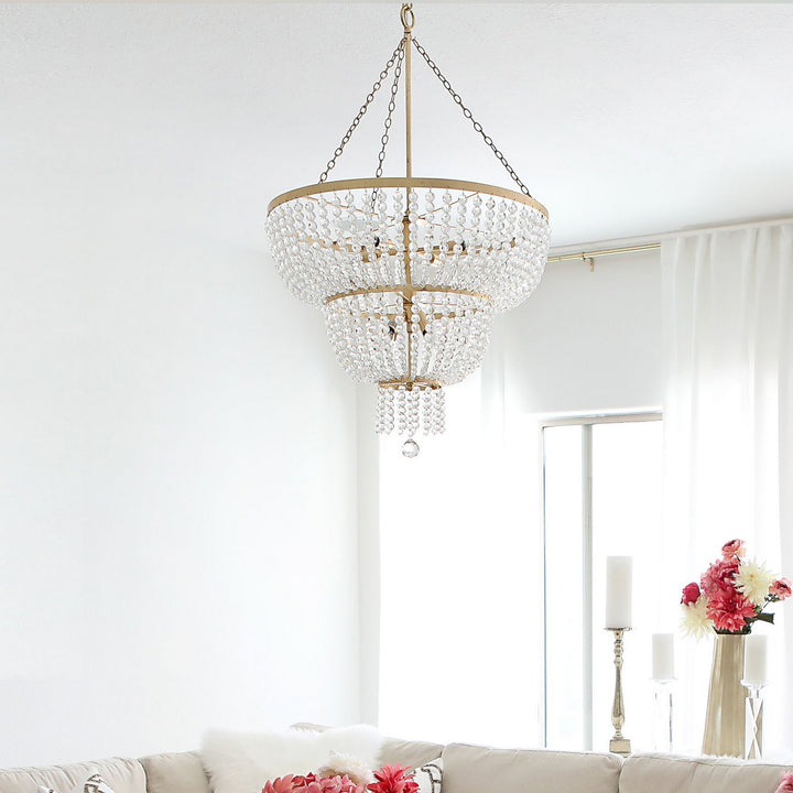 Crystorama - 610-GA - Eight Light Chandelier - Rylee - Antique Gold