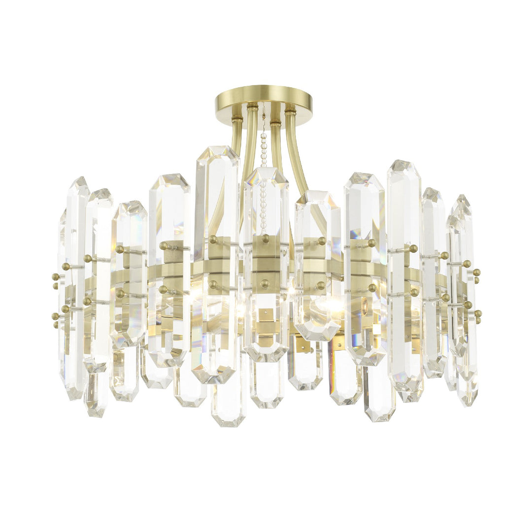 Bolton Four Light Semi Flush Mount in Aged Brass - available from The Lighting Shoppe, trusted by Canadian homeowners