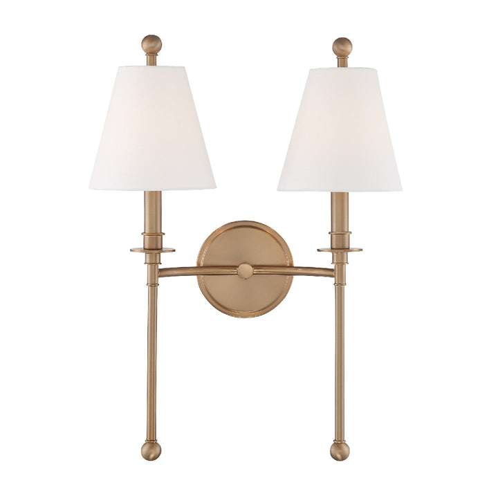Riverdale Two Light Wall Sconce in Aged Brass - available from The Lighting Shoppe, trusted by Canadian homeowners