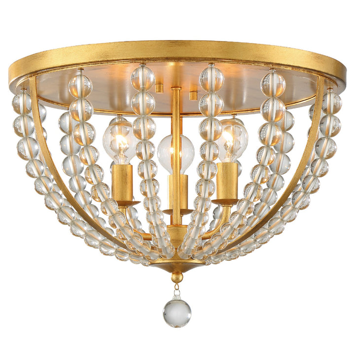 Roxy Three Light Flush Mount in Antique Gold - available from The Lighting Shoppe, trusted by Canadian homeowners