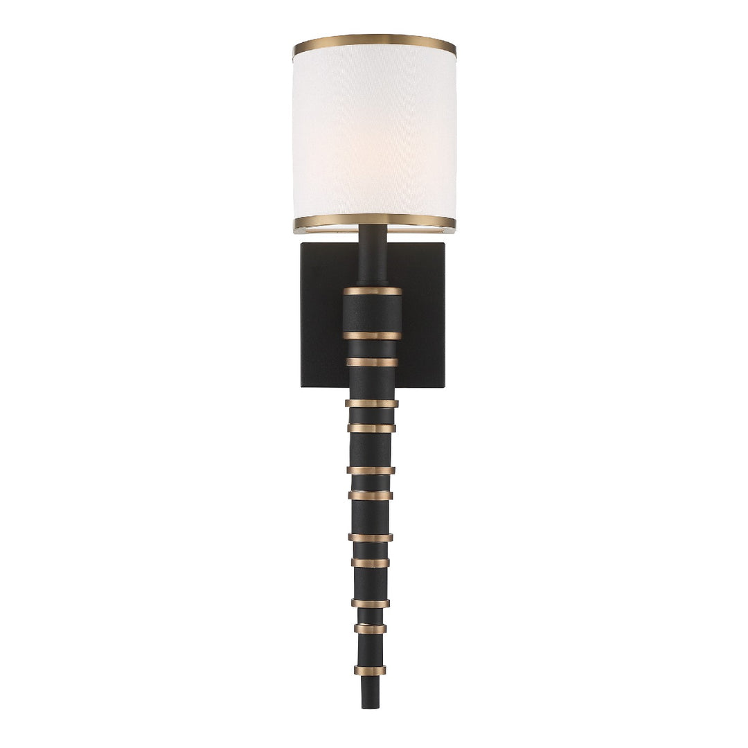 Sloane One Light Wall Sconce in Vibrant Gold + Black Forged - available from The Lighting Shoppe, trusted by Canadian homeowners