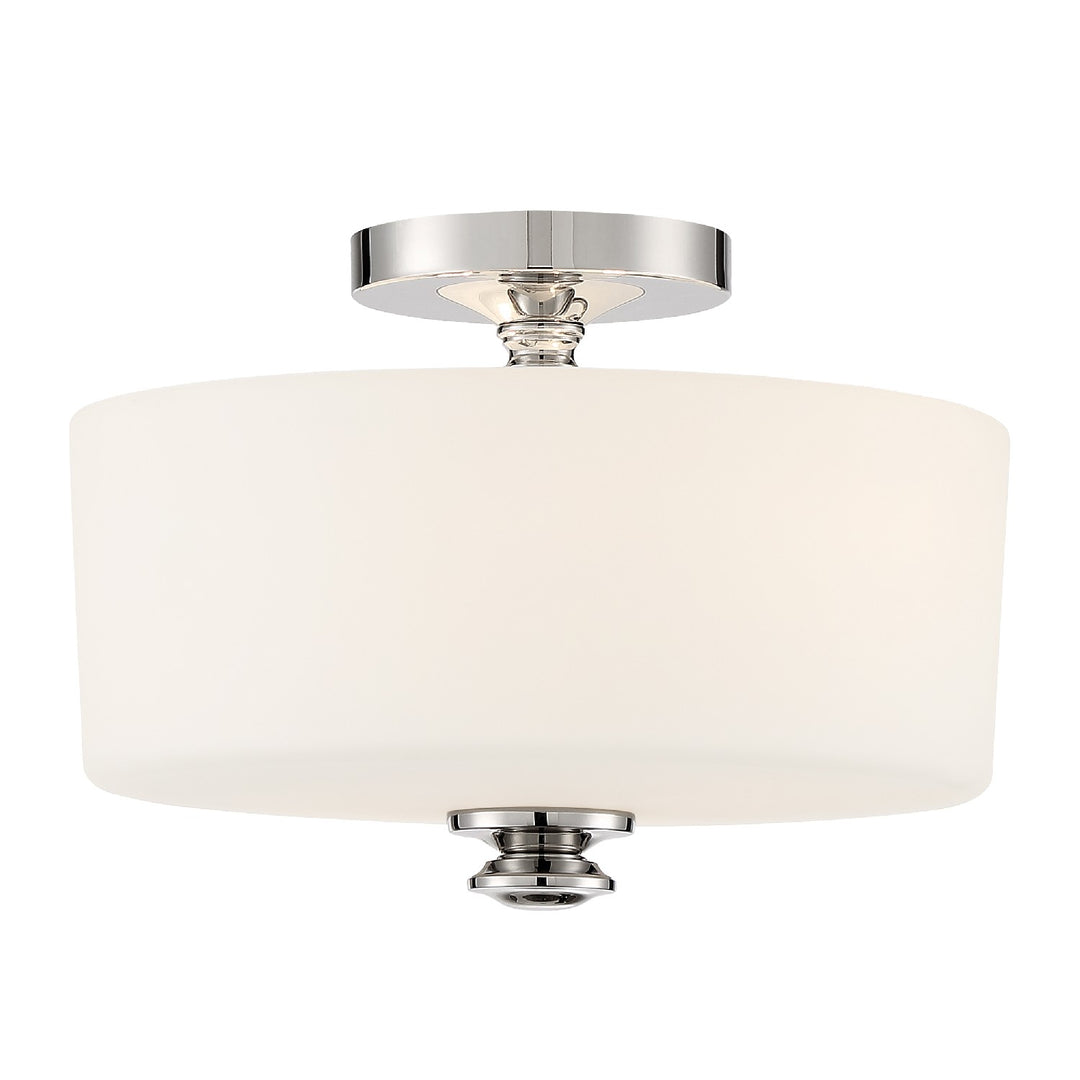 Travis Two Light Semi Flush Mount in Polished Nickel - available from The Lighting Shoppe, trusted by Canadian homeowners