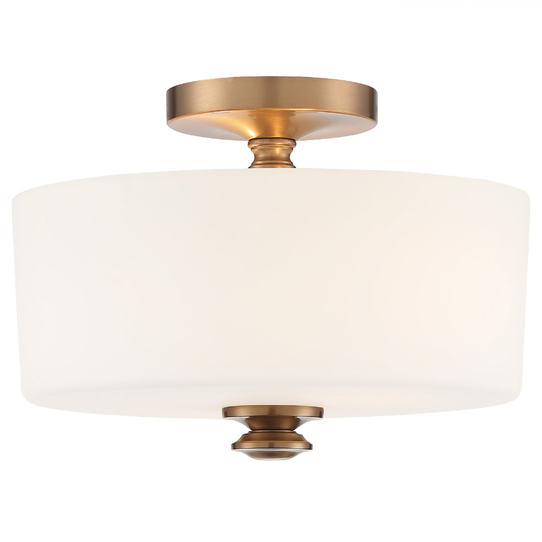 Travis Two Light Semi Flush Mount in Vibrant Gold - available from The Lighting Shoppe, trusted by Canadian homeowners