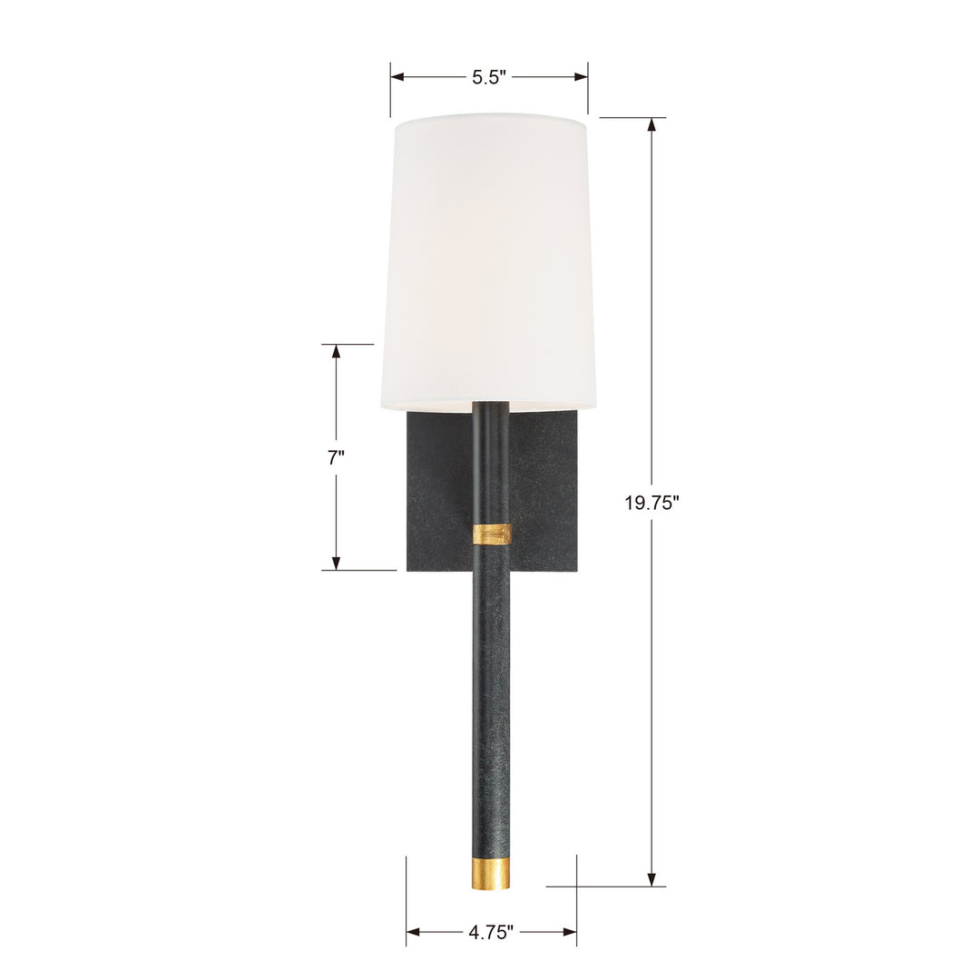 Crystorama - WES-9901-BK-GA - One Light Wall Sconce - Weston - Black + Antique Gold