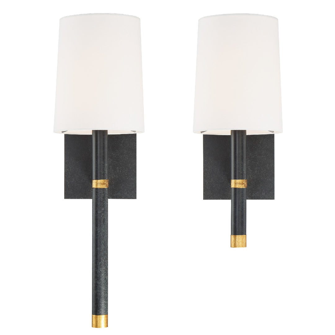 Weston One Light Wall Sconce in Black + Antique Gold - available from The Lighting Shoppe, trusted by Canadian homeowners