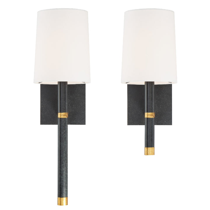 Weston One Light Wall Sconce in Black + Antique Gold - available from The Lighting Shoppe, trusted by Canadian homeowners