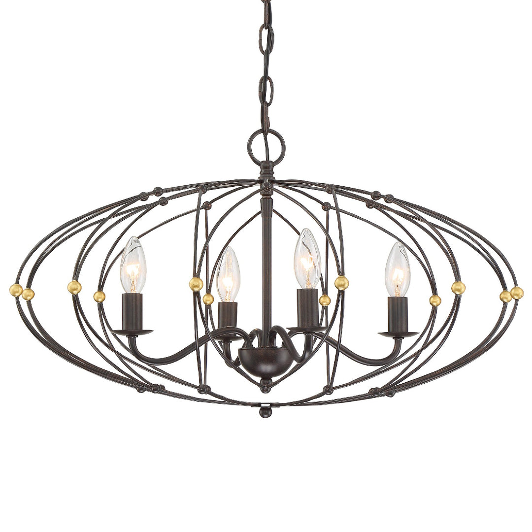 Zucca Four Light Chandelier in English Bronze + Antique Gold - available from The Lighting Shoppe, trusted by Canadian homeowners