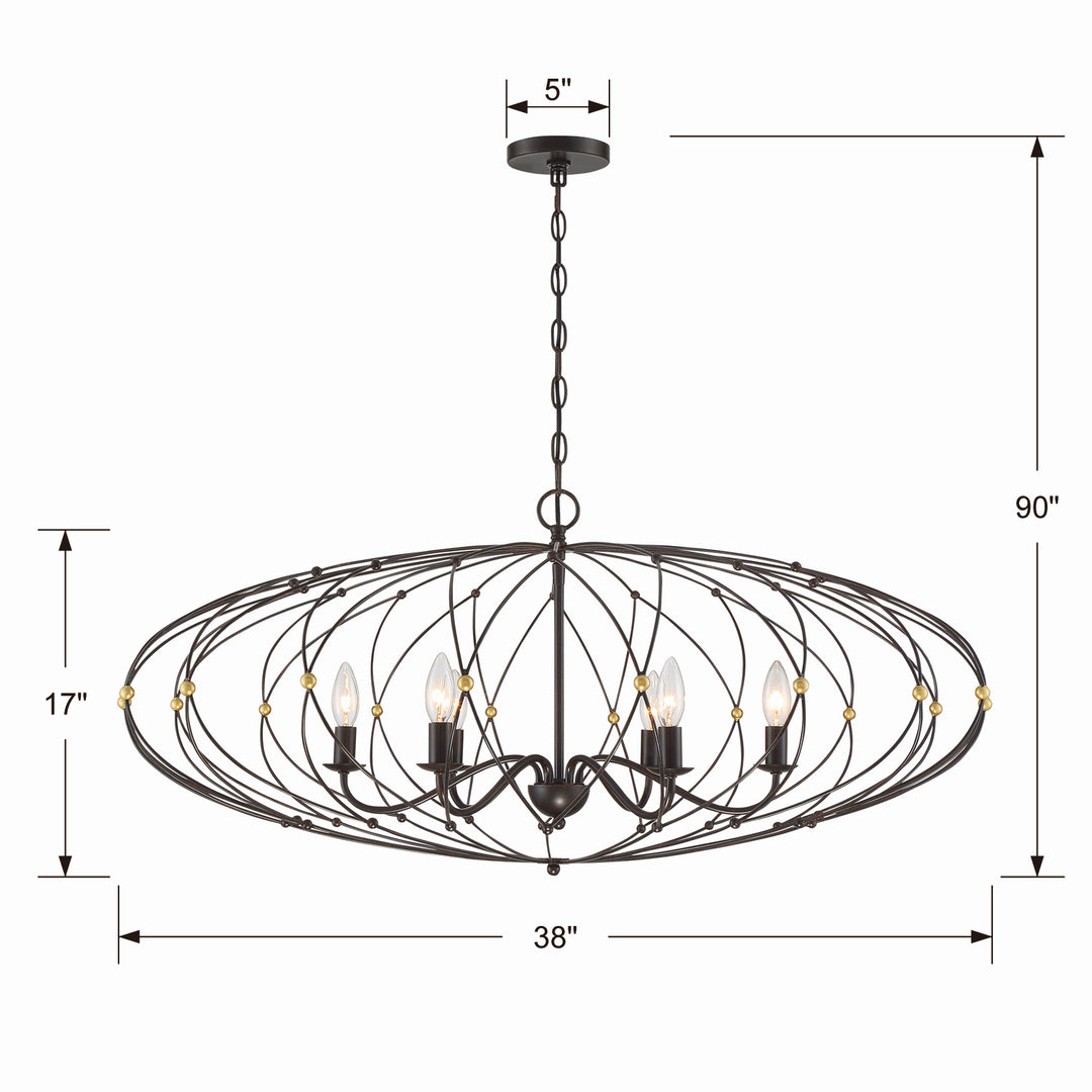 Crystorama - ZUC-A9036-EB-GA - Six Light Chandelier - Zucca - English Bronze + Antique Gold