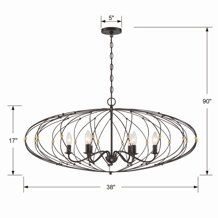 Crystorama - ZUC-A9036-EB-GA - Six Light Chandelier - Zucca - English Bronze + Antique Gold